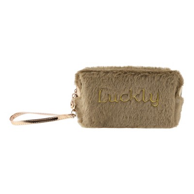 Unique Bargains Women Portable Luckly Makeup Bag Light Brown 1 Pc