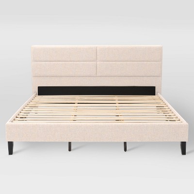 King Bellevue Upholstered Panel Bed Cream - CorLiving