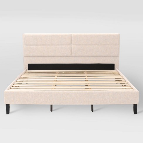King Bellevue Upholstered Panel Bed, Cream Upholstered King Bed