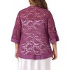 Agnes Orinda Women's Plus Size Elegant 3/4 Sleeve Open Front Lace Lightweight Cardigans - 4 of 4
