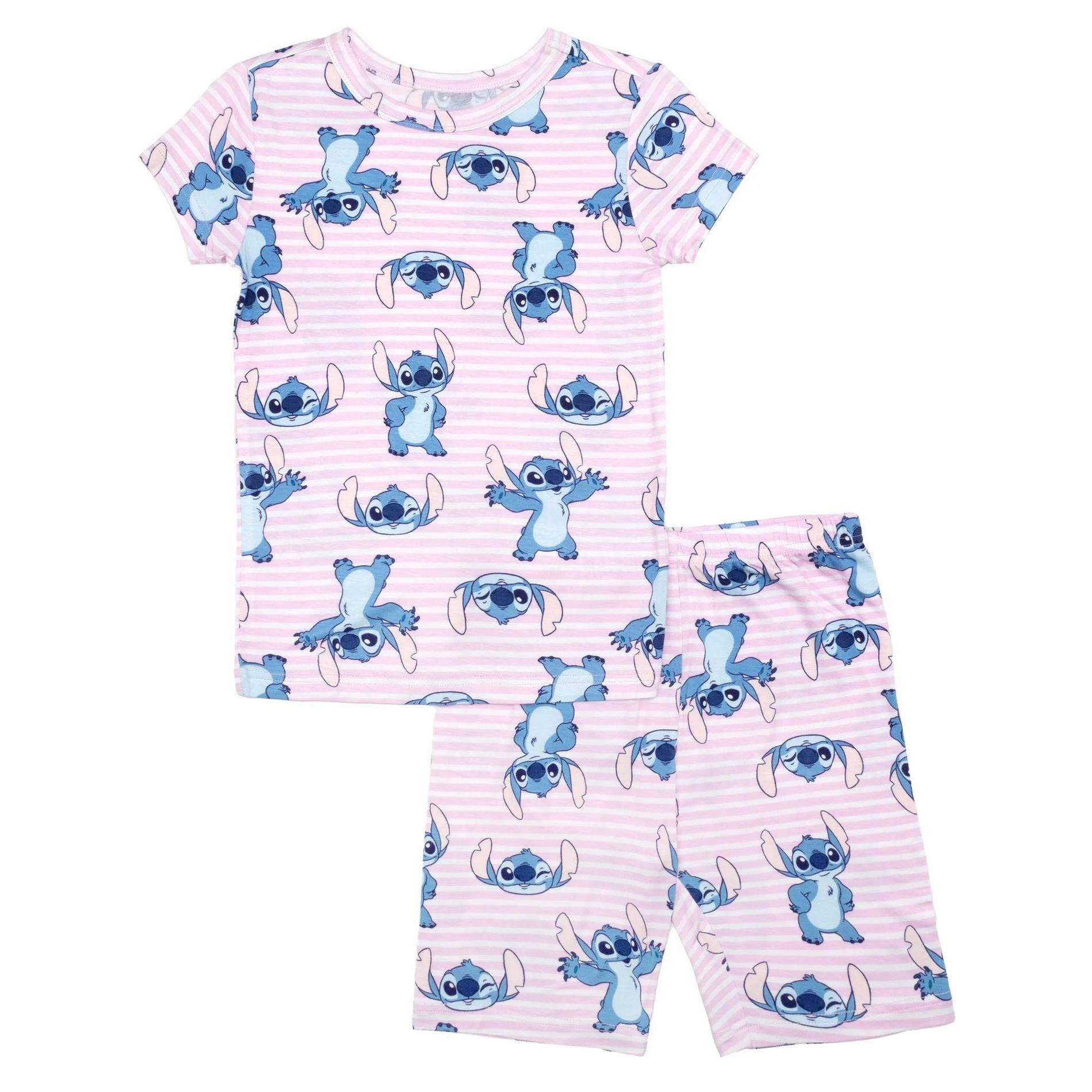 Disney Lilo & Stitch Girls Short Sleeve Pajama Set with Top and Pants – Soft Character Sleepwear for Kids