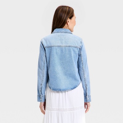 Women Cropped Boyfriend Denim Shirt – Universal Thread