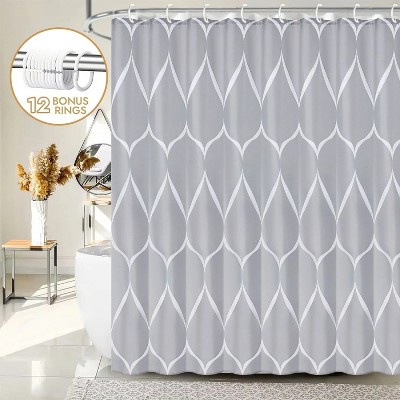 LunaLulinlk Wavy Print Shower Curtain with 12 Hooks