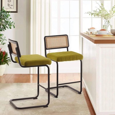Bekrvio 30" Counter Height Bar Stools, Velvet Upholstered