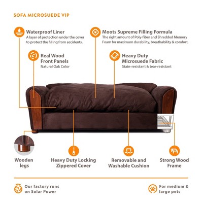 Large Brown Orthopedic Elevated Dog Sofa with Wood Legs
