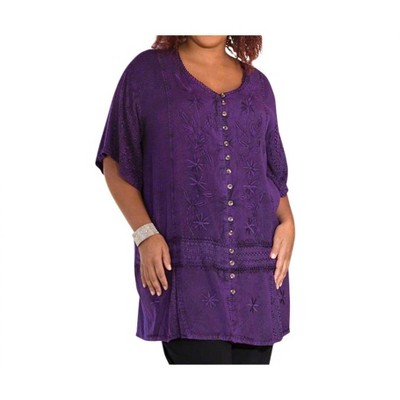 Women's Short Sleeve Button Up Tonya Blouse - Plus - On The Plus Side
