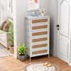 Pellebant 6 Drawers dressers for bedroom Rattan Dresser Storage Tower Tall Fabric Dresser with Wood Top &Wood Handles - 3 of 4