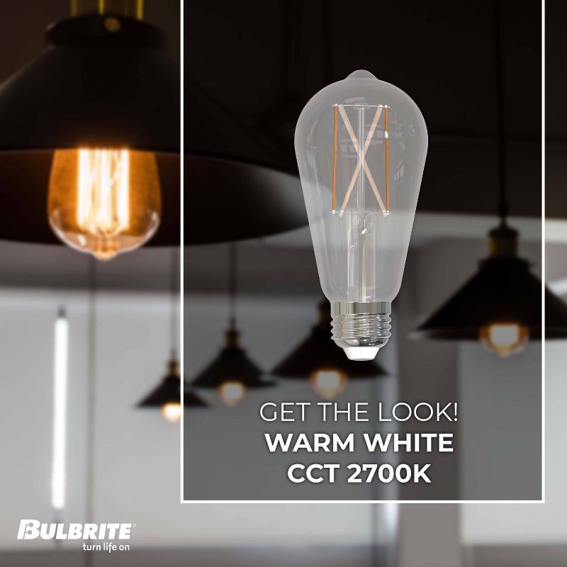 Bulbrite Set of 2 60W Equivalent ST18 LED Dimmable Light Bulbs Warm White 2700K E26, 4 of 8