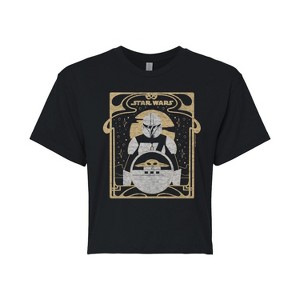 Women's - Star Wars - The Mandalorian Mando Celestial Cropped Graphic T-Shirt - 1 of 4