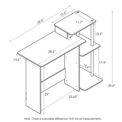 Columbia Walnut Brown Compact Computer Desk with Shelves