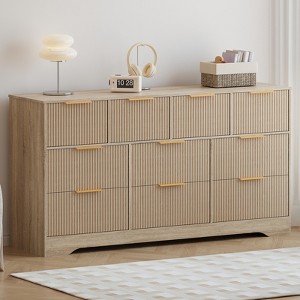 59" Fluted 10-Drawer Dresser, Modern Wood Chest TV Stand, Bedroom & Closet Storage Organizer - 1 of 4