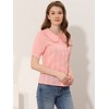 Allegra K Women's Peter Pan Collar Swiss Dots Short Sleeves Button Front Shirt - 3 of 4