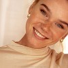 Dainty CZ Huggie Hoop Earrings 14K Gold Plated Chunky Simple Cute Thick Round Frill Bead Ball Cuff Earrings Cubic Zirconia Hoop Earrings Minimalist - 3 of 4