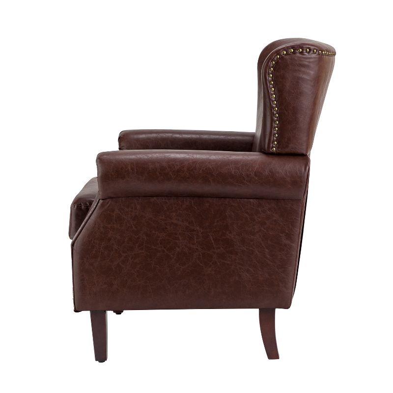 Enzo Comfy Traditional Vegan Leather Armchair with Rolled Arms | KARAT HOME, 3 of 11