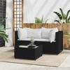 vidaXL Patio Lounge Set Black and White Poly Rattan - 2 of 4