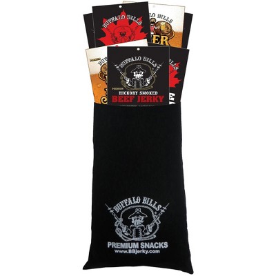 Buffalo Bills 7-Piece Premium Beef Jerky Sampler Black Velour Wine Gift Bag (seven 1.5oz packs)