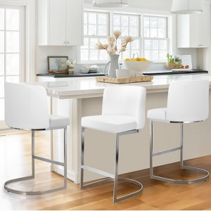 Bekrvio 26" Counter Height Bar Stools - with Back & C-Shaped Metal Frame, Upholstered Chairs for Kitchen Island, Home Bar, Pub - 1 of 4