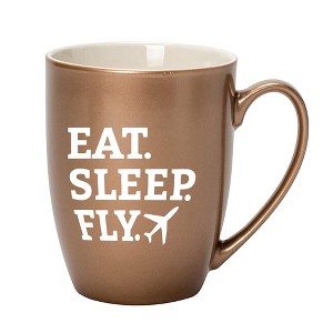 Elanze Designs Eat Sleep Fly Bronze 10 ounce New Bone China Coffee Cup Mug - 1 of 4