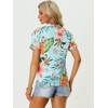 Allegra K Women's Hawaiian Floral Leaves Printed Short Sleeve Button Down Vintage Shirt - 4 of 4