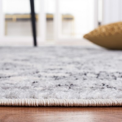 Gray and Black Round Synthetic Flat Woven Area Rug