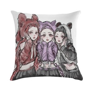 Lomsoe Soft Plush Pillow Cover 18"x18" Kpop Girl Group Ultra Soft Short Plush Square Cushion Cover with Hidden Zipper, Single-Sided Print Pillowcase - 1 of 1