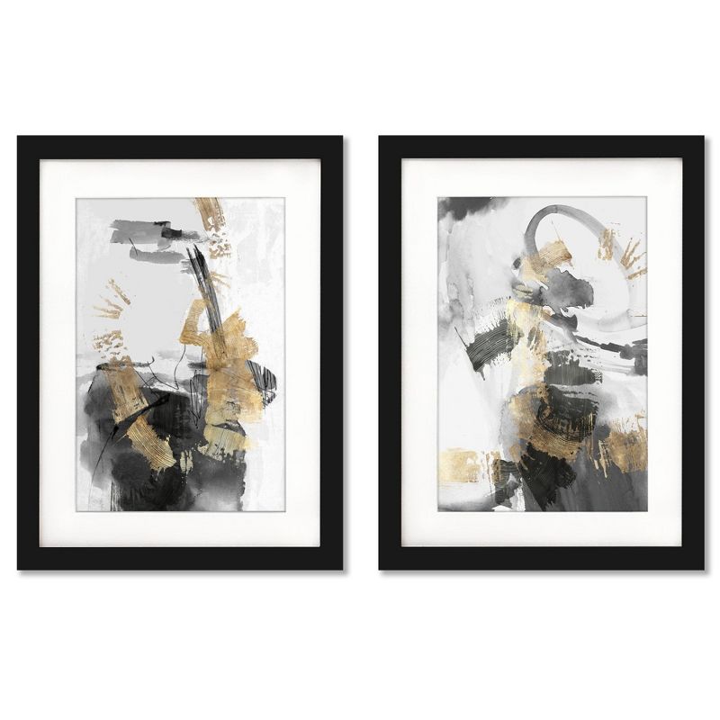 Americanflat Abstract Mid Century Golden Dream By Pi Creative Art Set Of 2 Framed Diptych Wall Art Set, 1 of 4