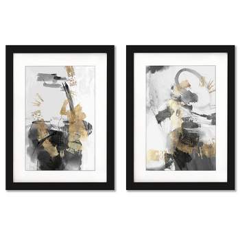 Americanflat Abstract Mid Century Golden Dream By Pi Creative Art Set Of 2 Framed Diptych Wall Art Set