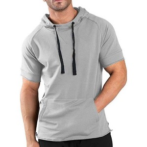 COOFANDY Men's Short Sleeve Hoodie Workout Gym Sweatshirt Muscle Fit Fashion Athletic Hoodies Pullover Cotton Hooded T-Shirts - 1 of 4