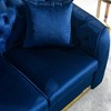 84" Velvet Luxury Tufted 3-Seater Sofa with Gold Accents - 3 of 4