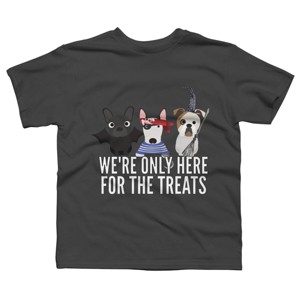 Boy's Design By Humans Dog Halloween - We're Only Here For The Treats By PedigreePrints T-Shirt - 1 of 3