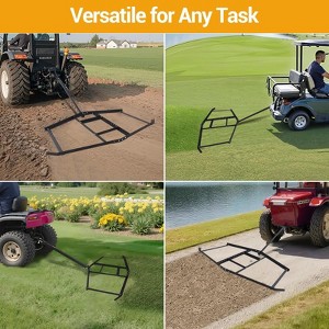 66" Driveway Drag Steel Drag Harrow with Pin-Style Hitch, Adjustable Bars, Tow Behind Grader Black - 1 of 4