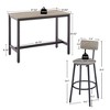 5 Piece Dining Table Set, Bar Table Set with 4 Upholstered Stools, Wooden Backrest, Ring-Shaped Footrest, for Living Room Study Dining Room Kitchen - 3 of 4