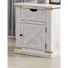 Vynxaria Rustic End Table/Nightstand - Antique White & Gold Accents, Pull-Out Drawer (Center Glides) & Shelf,Living Room Storage Table - 2 of 4