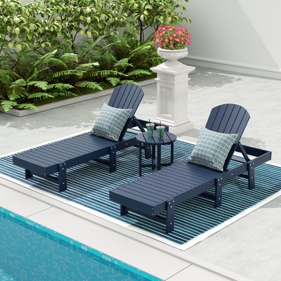 WestinTrends Dylan 3 Piece Adirondack Poly Reclining Chaise Lounge