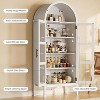 71'' Tall Arched Storage Cabinet with 3 Color Lights, 5-Tier Kitchen Pantry Cabinet with Glass Doors, Modern Versatile Arched Bookshelf - 4 of 4