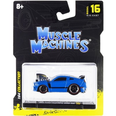 2013 Ford Mustang Boss 302 Light Blue with Black Stripes 1/64 Diecast Model Car by Muscle Machines