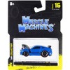 2013 Ford Mustang Boss 302 Light Blue with Black Stripes 1/64 Diecast Model Car by Muscle Machines - 2 of 3