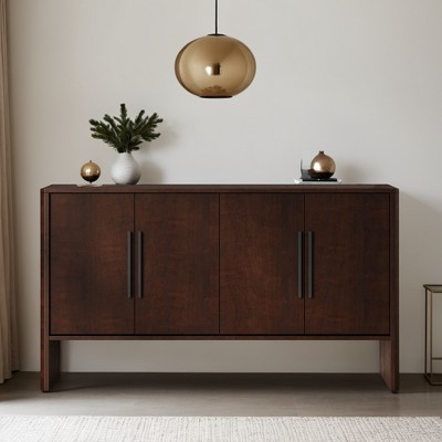 4 Door Sideboard, Large Storage Cabinet with Adjustable Shelves and Long Handles,Buffet Cabinet for Kitchen Dining Room Living Room - Leovsnove