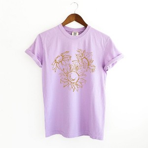 Simply Sage Market Women's Sunflower Bouquet Short Sleeve Garment Dyed Tee - 1 of 4