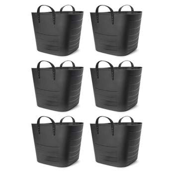 Life Story Flexible Tub Basket 25 Liter/6.6 Gallon Plastic Multifunction Storage Tote Bin with Handles, Black (6 Pack)