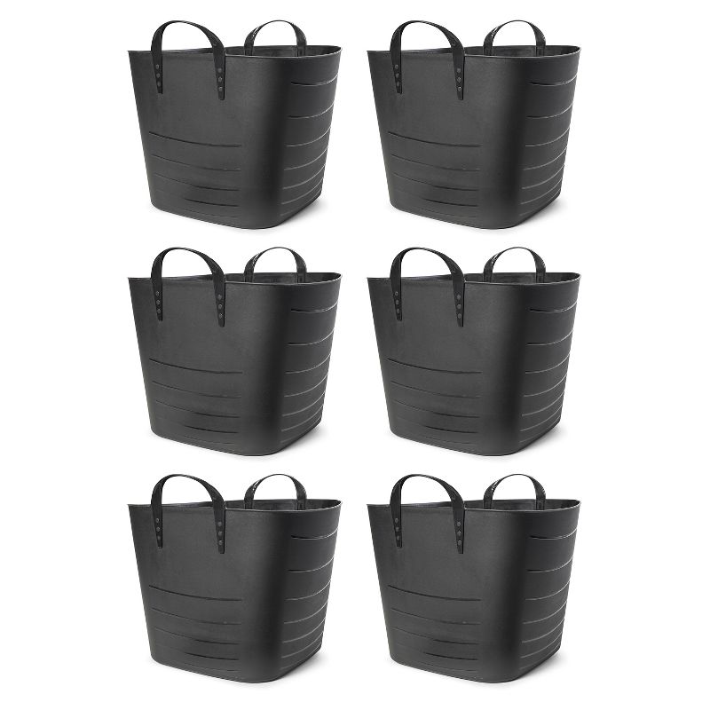 Life Story Flexible Tub Basket 25 Liter/6.6 Gallon Plastic Multifunction Storage Tote Bin with Handles, Black (6 Pack), 1 of 7