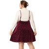 Agnes Orinda Women's Plus Size Velvet High-Rise Star Versatile Flared Skater Skirt - 4 of 4