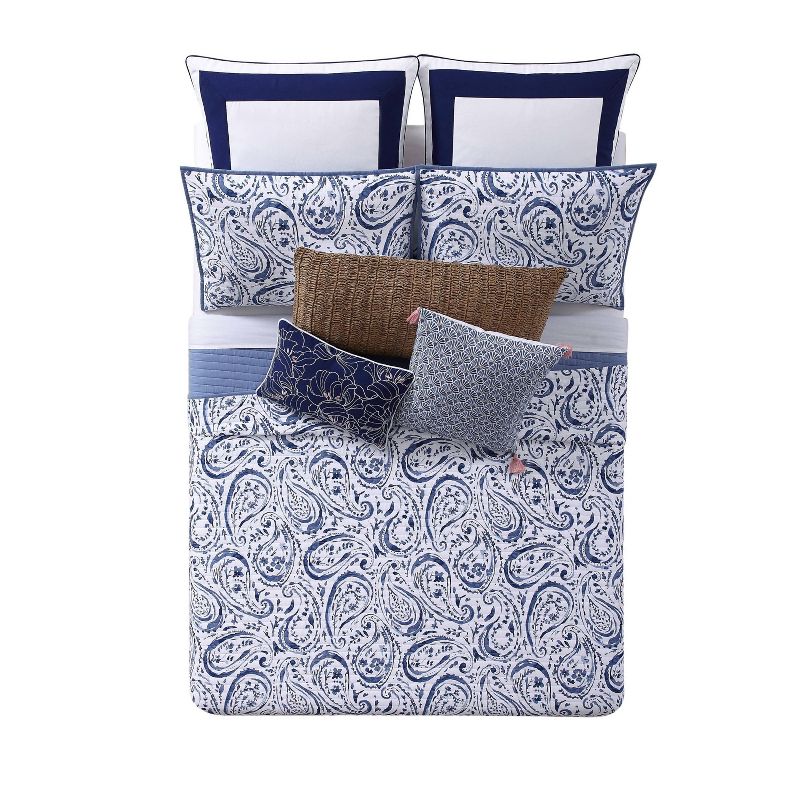 Indienne Paisley Quilt Set Navy/White - Oceanfront Resort, 4 of 5