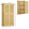 Aghana Digitals Natural Fir Wood Outdoor Storage Cabinet with 4 Shelves, Asphalt Tilted Roof, - 3 of 4
