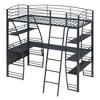 Stylish Metal Frame Twin Size Loft Bed with 4 Layers of Shelves, L-shaped Desk, Sockets, USB Ports, and Wireless Charging - 3 of 4