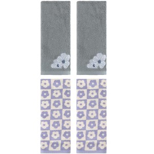 REGALWOVEN 4 Pcs Cotton Soft Absorbent Decorative Bathroom Hand Towel - 1 of 4