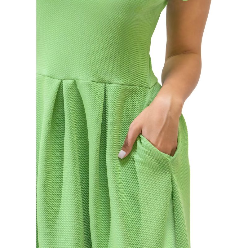 24seven Comfort Apparel Womens Scoop Neck Knee Length Pleated Pocket Dress, 5 of 7