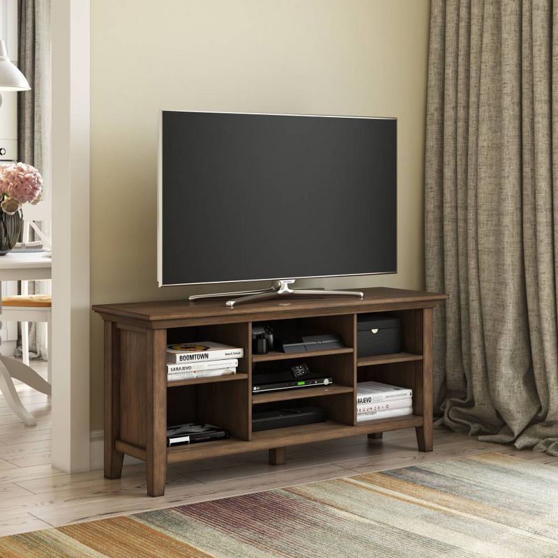 Mansfield Open Shelves TV Stand for TVs up to 55&#34; Rustic Natural Aged Brown - WyndenHall, 2 of 9
