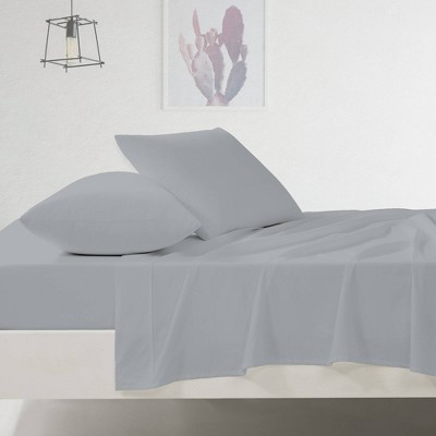 Light Gray Twin Cotton Deep Pocket Sheet Set