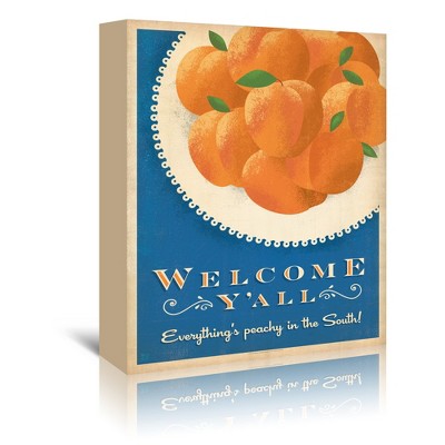 Welcome Yall Peaches by Anderson Design Group Wrapped Canvas - Americanflat - 5" x 7"